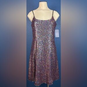 Melrose and Market Sequin Dress Multicolor Sparkle Spaghetti Straps NWT
